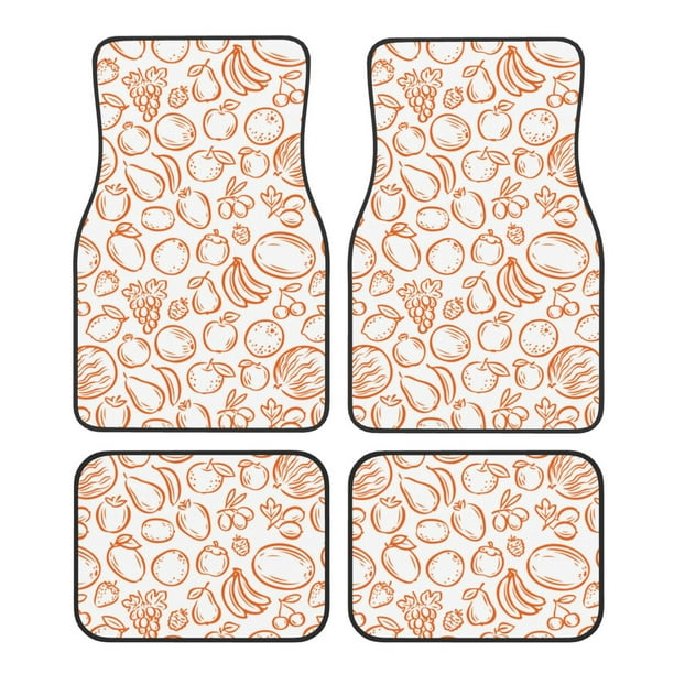 Balery Simple Fruit Juego de 4 Alfombrillas para Auto, Revestimientos de Caucho Resistente, Diseño Antideslizante