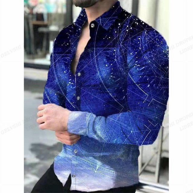 Camisas de celosía, camisas de moda para hombres, camisas hawaianas de manga larga, blusas de playa cubanas, ropa para hombres, camisas de cuello vuelto, ropa de calle