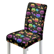 Xoenoiee Colorful Pumpkin Bat Star Print Waterproof Chair Covers for Dining Room, Removable Dining Chair Covers Protectors Stretch Kitchen Parson Chair Slipcovers Halloween Decoration, 1 Pack