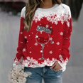thumbnail image 2 of Fgnfyis Chandails en Molleton de Sport Décontractés à Manches Longues Raglan Col Rond Imprimé Flocon de Neige Rouge de Noël pour Femmes Doublé Rouge TTG, 2 of 4