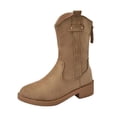 thumbnail image 2 of jsaierl Women's Mid Calf Combat Riding Fashion Winter Boots Pull On Fall Weather Short Boots, 2 of 4