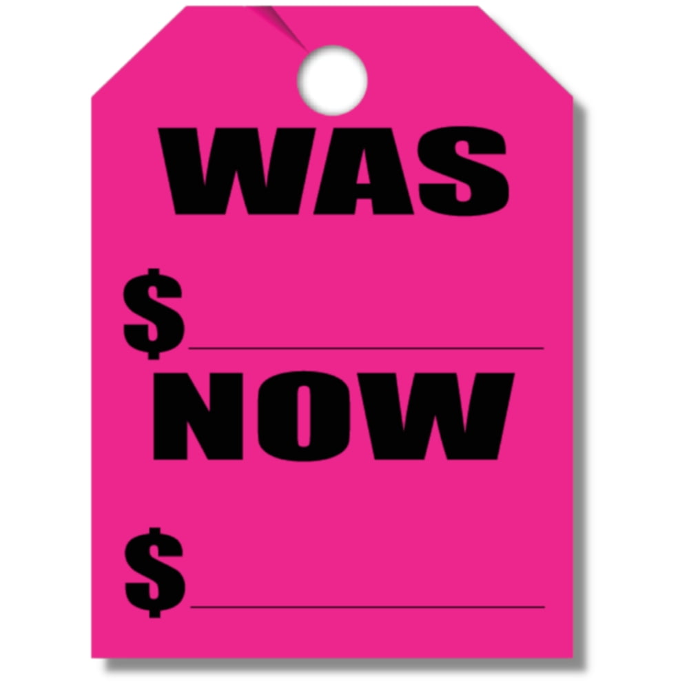 50 Pack Jumbo Car Dealer "Was Now" Mirror Hang Tags You Choose Color