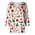 thumbnail image 5 of Rotm Womens Christmas Tops Button V Neck Christmas Tree Printed Tshirts 2025 3/4 Length Sleeve Holiday Tops(White,S), 5 of 5
