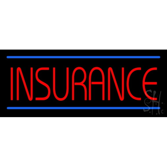 Red Insurance Blue Lines LED Neon Sign 10 x 24 - inches, Black Square Cut Acrylic Backing, with Dimmer - Bright and Premium built indoor LED Neon Sign for Defence Force.