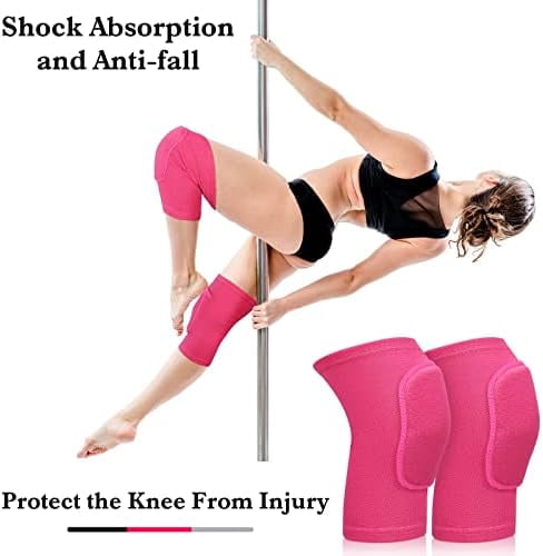 WLIKKS 3 Pairs Dance Knee Pads Women Protective Non-Slip Knee Pads for Yoga Cheerleading Pole Floor Dance Volleyball