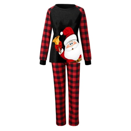

Mightlink 1 Set Christmas Pajamas Plaid Design Cotton Blend Mom Dad Kids Baby Family Matching Sleepwear for Daily Wear