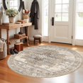 thumbnail image 3 of General Washable Round Rug 5ft: Living Room Circle Rugs with Non Slip Rubber Backing Stain Resistant Indoor Carpet for Bedroom Ultra Thin Soft Floor Decor Mat 5ft Beige, 3 of 17