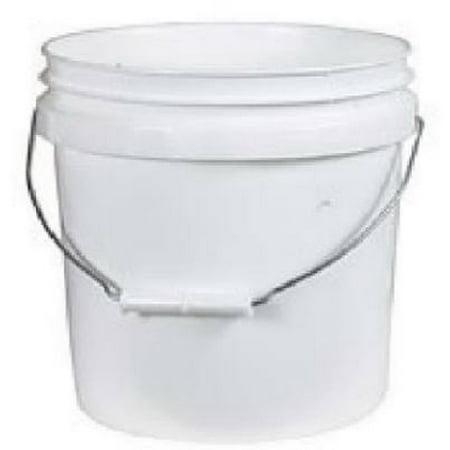 2PK-Gallon White Plastic Pail Plastic Reinforced Lip Adds Body Strength