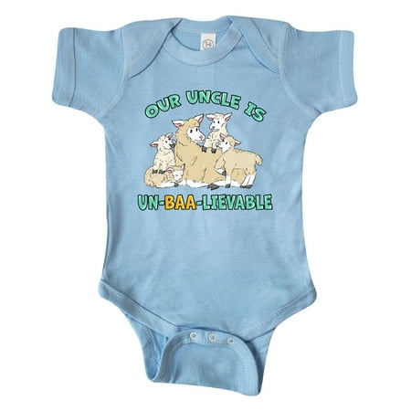 

Inktastic Our Uncle Is Un-BAA-lievable with Cute Sheep Family Gift Baby Boy or Baby Girl Bodysuit
