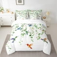 thumbnail image 2 of Castle Fairy Flying Hummingbird 7-Piece Twin Bedding Sets,Tree Leaves Bedding Comforter Set,Floral Animal Breathable Sheet Sets,Microfiber Botanical Bedroom Decor,Reversible, 2 of 8