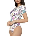 thumbnail image 2 of Easygdp Summer With Flamingo Women'S Waist-Cinching Short-Sleeved Onesie, Olastic Onesiet,Snaps At Bottom,Easy To Put On And Take Off - Xx-Large, 2 of 9