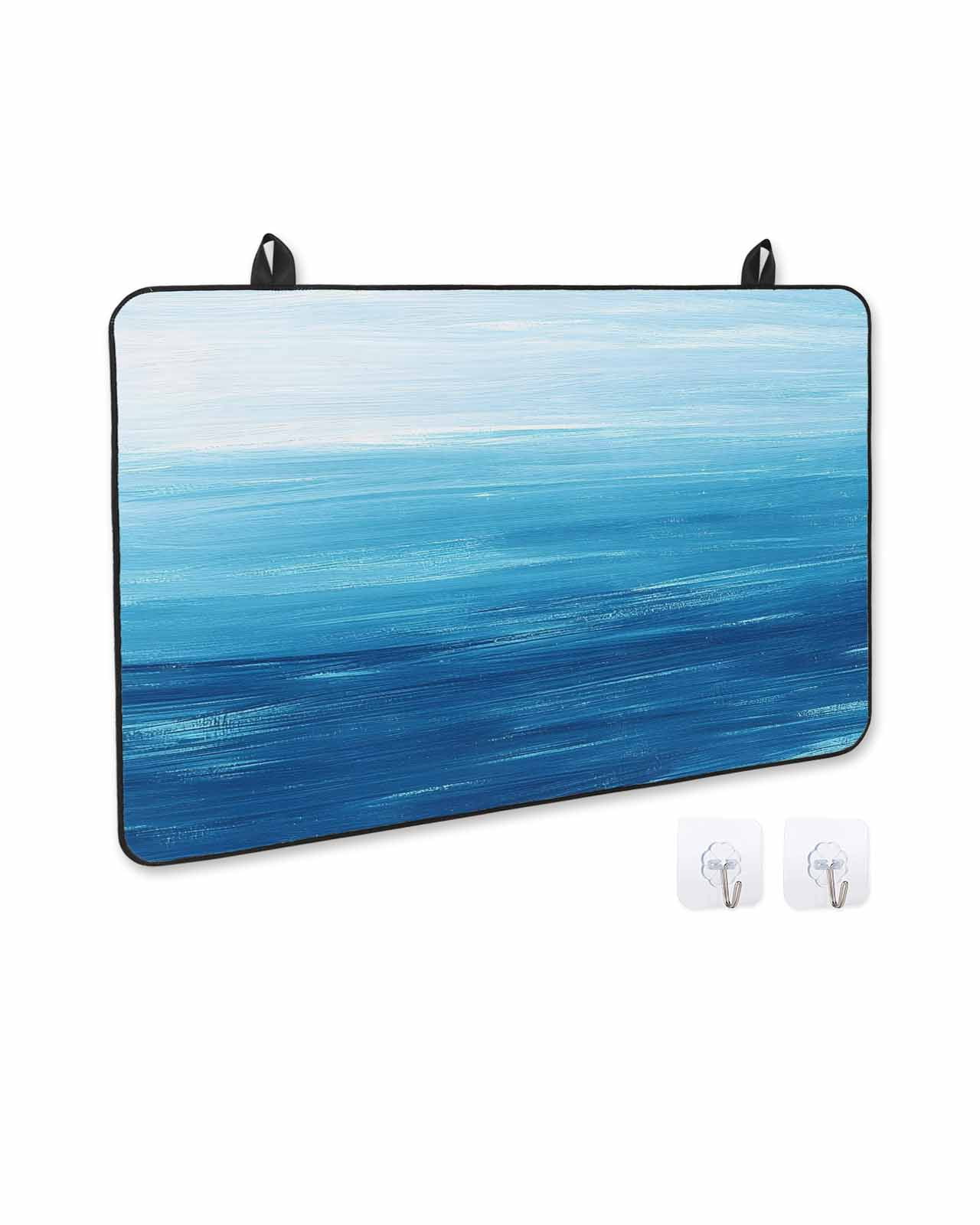 nqOlkjepod Large Induction Cooktop Protector Mat 24"x21", Sky Blue Coastal Stove Top Covers for Electric Stove, Nautical Modern Ocean Wave Decorative Stove Burner Cover Mats, Glass Top Stove Cover