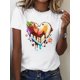 thumbnail image 1 of Soft Women's T-Shirt with Chocolate & Strawberry Heart Graphic - Casual Crew Neck Tee in Light ColorCamisetas para mujer, lindas camisetas con estampado gráfico, de manga corta, estilo casual, para ve, 1 of 7