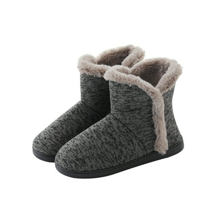 

Difumos Mens Lightweight Round Toe Warm Boot Comfort Flat Floor Slipper House Non Slip Plush Lined Boots