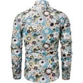 thumbnail image 3 of Shirts for Men Long Sleeve Tropical Button Down Summer Beach Style Printed Hawaiian Shirt for Men White M, 3 of 3