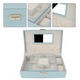 thumbnail image 4 of Large Capacity PU Leather Jewelry Storage Box Earring Necklace Container Holder with MirrorBlue, 4 of 10