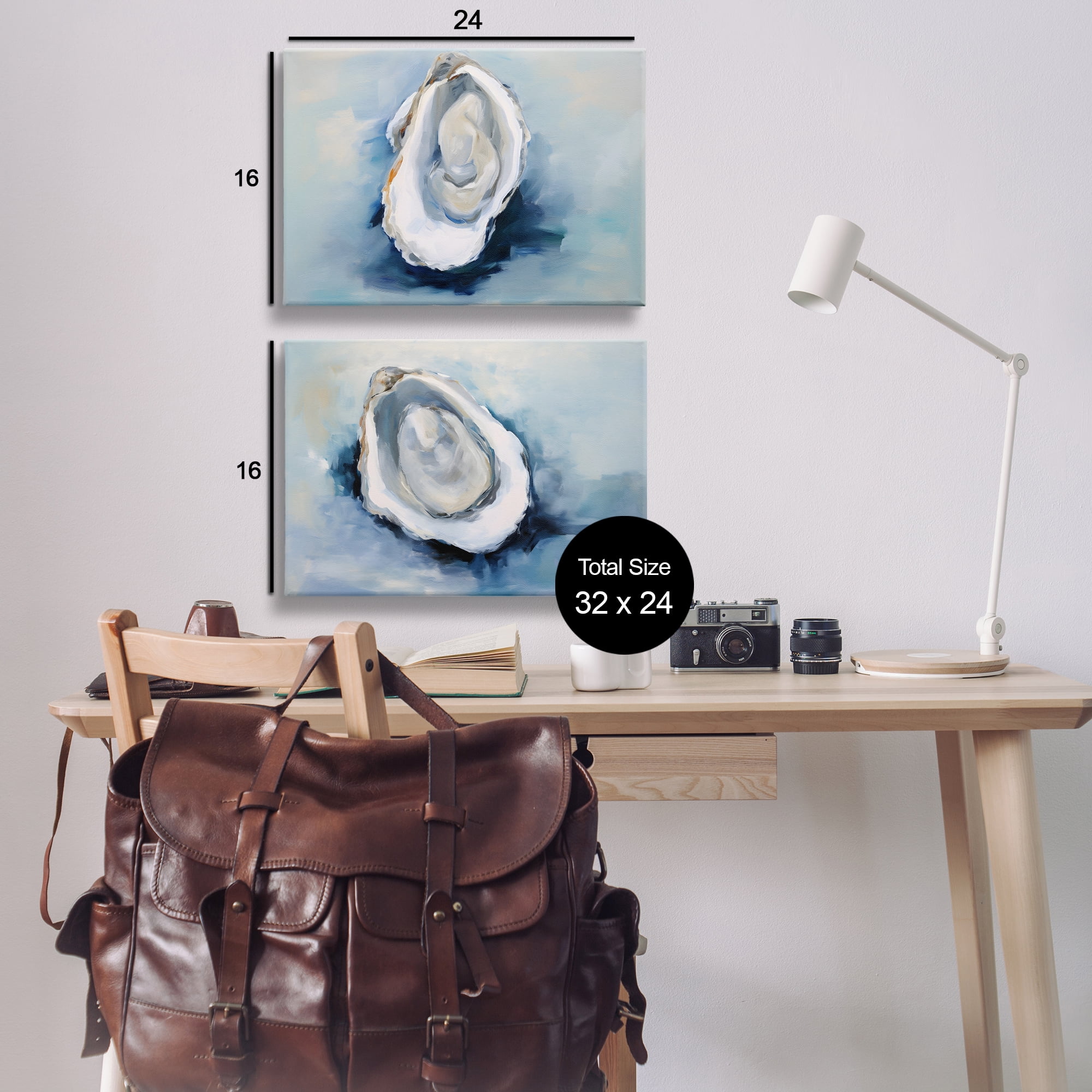 Stupell Industries Open Oyster Mollusk Shells Nautical & Beach Painting Wrapped Canvas Art Print Wall Art, 24 x 16, Set of 2
