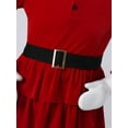 thumbnail image 6 of DPOIS Kids Girls Christmas Costume Long Sleeve Layered A-line Velvet Red Dress Red 4, 6 of 7