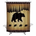 thumbnail image 2 of Vintage Animals Bear Shower Curtain for Bathroom Decor, Black Pine Forest Retro Animal Waterproof Fabric Shower Curtain, 72"x84" Set with 12 Hooks, 2 of 9
