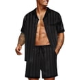 thumbnail image 2 of Ekouaer Men Satin Silk Pajamas Set with Pockets Sleepwear Shorts Satin Summer Loungewear 2 Piece Button Down Set S-XXL, 2 of 4