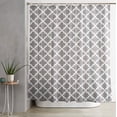 thumbnail image 2 of Moroccan Gray Fabric Shower Curtain, Waterproof Polyester Geometric Pattern Bathroom Curtains, Machine Washable, 72 x 72 inches, 2 of 5