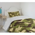 thumbnail image 4 of Ambesonne Eagle Quilted Bedspread Set 2 Pcs, Open Wings Camouflage, Twin Size, Dark Brown Army Green, 4 of 6