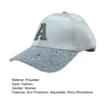 thumbnail image 7 of harmtty Women Hat Shiny Rhinestone Sun Protection Adjustable Stable Brim Ponytail Hole Peaked Hat Headwear,Grey, 7 of 7