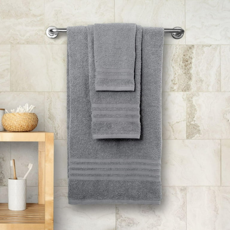 LANE LINEN Grey Bath Towels for Bathroom Set - 100% Cotton 6 Pc Towels Set,  Absorbent Bathroom Towel Set, 2 Bath Towels, 2 Hand Towels, 2 Wash Cloths