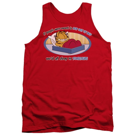Garfield Pop Out Of Bed Adult Tank Top Red