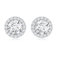 thumbnail image 3 of Rosec Jewels Lab Grown Diamond Halo Stud Earrings Round - EF-VS Quality - Ready to Gift for Anniversary, 18K White Gold, 3 of 7