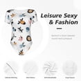 thumbnail image 4 of KLL Women 's Crew Neck Bodysuit Jumpsuits Cartoon Animals Print Short onesies Stretch T Shirts, 4 of 7