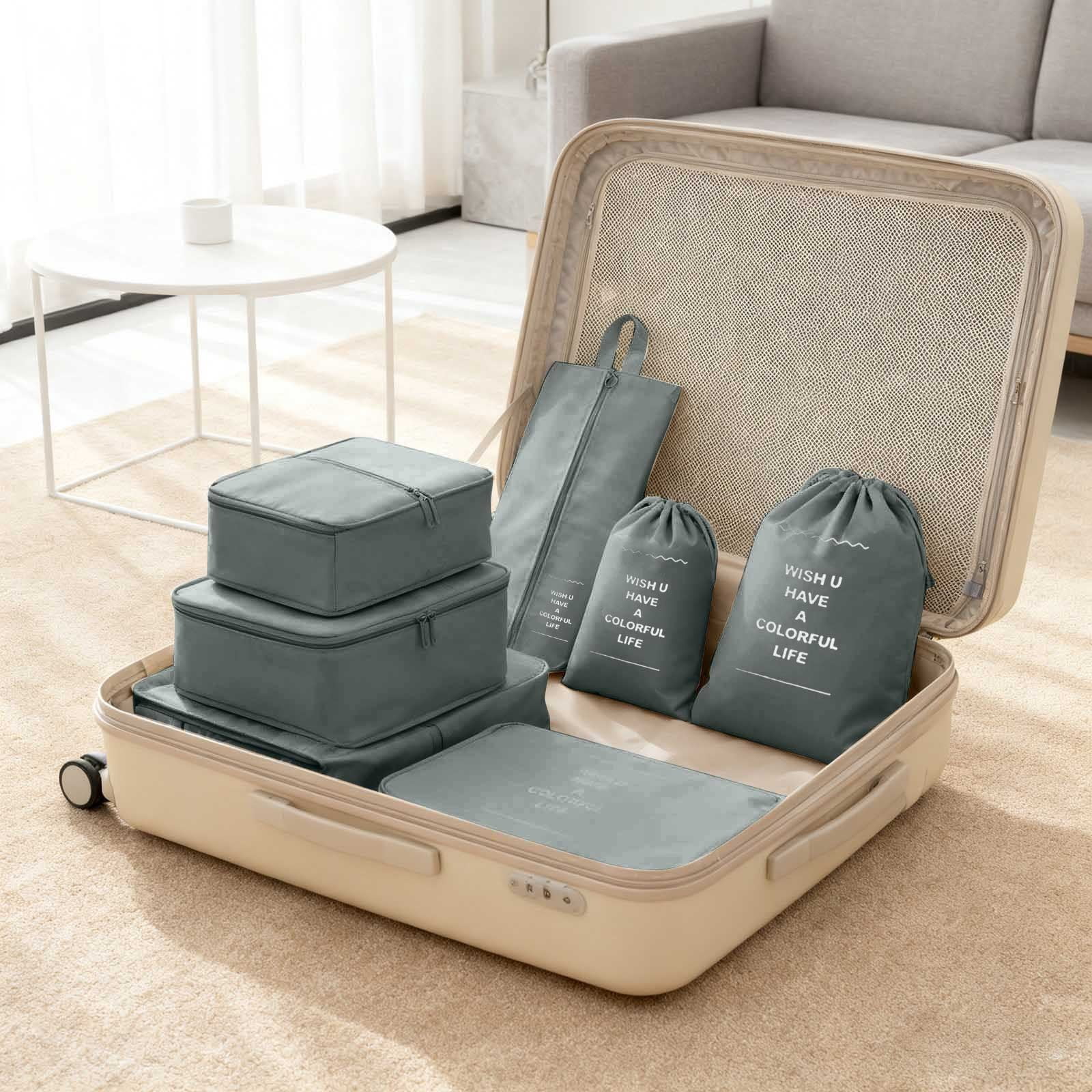 ZZERHUOO Packing Cubes For Travel 10Pcs Travel Cubes Set Foldable Suitcase Organizer Lightweight Luggage Storage Bag under Sofa Storage Sweatshirt Organizer Large Foldable Storage with Lids Large