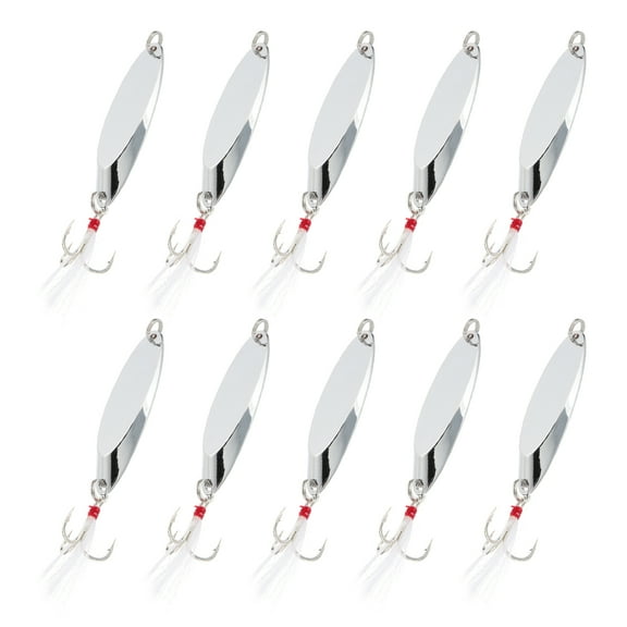 Uxcell 10Pcs 1/2 oz Metal Fishing Spoons Fishing Lures Casting Spoon Silver Tone