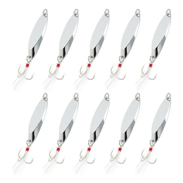 Uxcell 10Pcs 1/2 oz Cucharas de Pesca de Metal Señuelos de Pesca Cuchara de Lanzamiento Tono Plateado