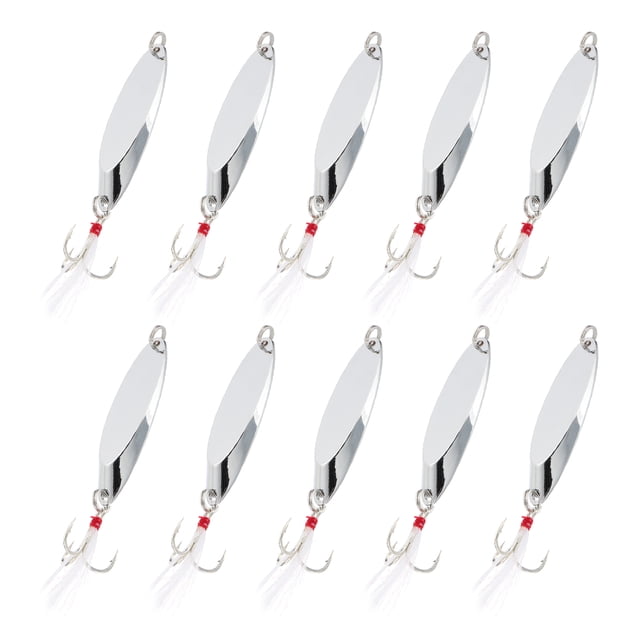 Uxcell 10Pcs 1/2 oz Cucharas de Pesca de Metal Señuelos de Pesca Cuchara de Lanzamiento Tono Plateado