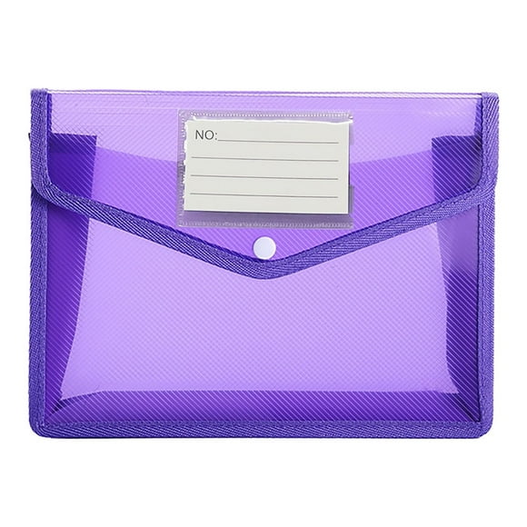 Chemise de Classement en Plastique, Enveloppes Transparentes avec Fermeture à Pression, Portefeuille Extensible pour Documents – Sans Séparateurs, Sacs de Classement Imperméables avec Pochette pour Étiquette pour la Maison, le Bureau, l'Organisation des Factures (Violet)
