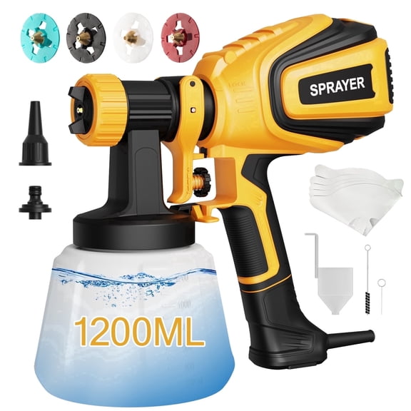 PATODOR 700w Hvlp Paint Sprayer for House Painting, 1200ml Container,4 Nozzles 3 Patterns, Spray Gun for Furniture, Cabinets, Fence, Walls, Door, Garden Chairs