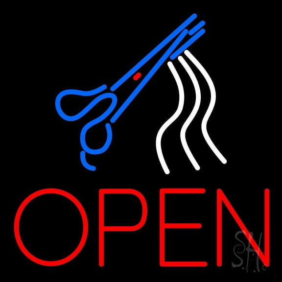 Open Haircut LED Neon Sign 24 x 24 - inches, Black Square Cut Acrylic Backing, with Dimmer - Bright and Premium built indoor LED Neon Sign for Defence Force.