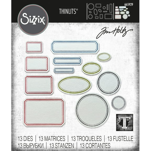 Sizzix Thinlits Dies By Tim Holtz 13/Pkg-Vintage Labels
