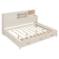 thumbnail image 5 of Full Size Wooden Daybed with 3 Storage Drawers, Upper Soft Board, shelf, and a set of Sockets and USB Ports, White, 5 of 11