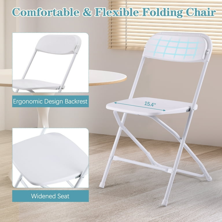 Sandinrayli 5 Pack Plastic Folding Chair for Home Office Wedding Party Outdoor Indoor 330LBS Capacity White