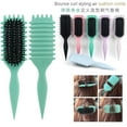 thumbnail image 2 of Waman Hot Comb - Bounce Curl Styling Brush - Cushion Brush for Curling - Multiple Color Options (light blue Stripes), 2 of 8