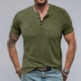 thumbnail image 3 of Tops para hombre, blusas y camisas de manga corta con cuello redondo para hombre. Blusa informal lisa de manga corta con cuello redondo y botones para hombre., 3 of 7