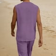 thumbnail image 5 of Mens 100% Cotton Linen Tank Tops Sleeveless T Shirts V Neck Loose Casual Summer Beach Basic Tank Shirts Purple, 5 of 7