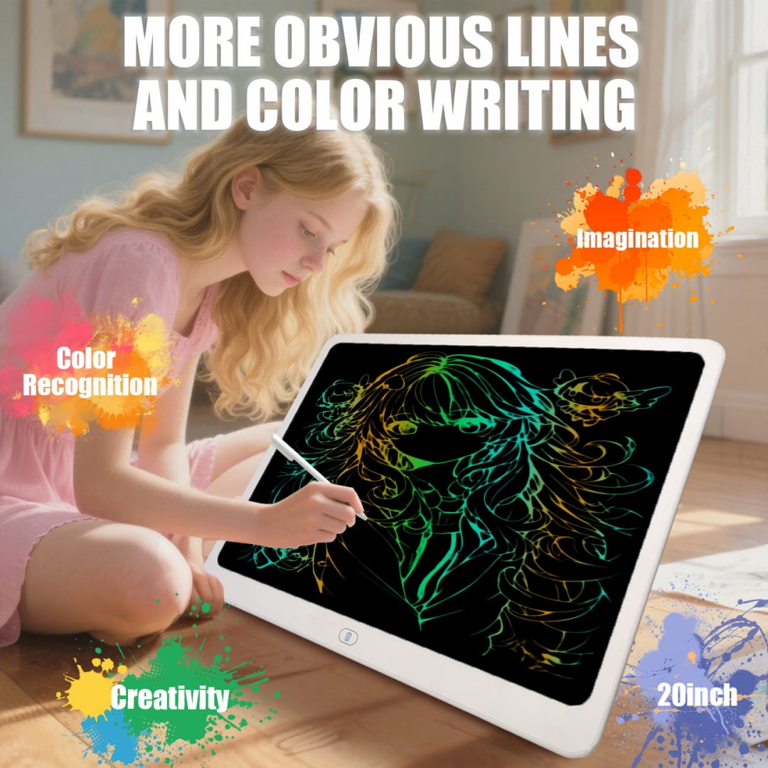 20 Inch Colorful Toddler LCD Doodle Board, Erasable Reusable Electronic Drawing Tablet, Educational Learning Toys for 3-5 Year Old Boys