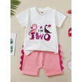 thumbnail image 3 of Suealasg Toddler Baby Girl Boy Birthday Outfit Short Sleeve Dinosaur Print T-Shirt Elastic Waist Shorts 1T 2T 3T 4T Kids Summer Clothes Set, 3 of 7