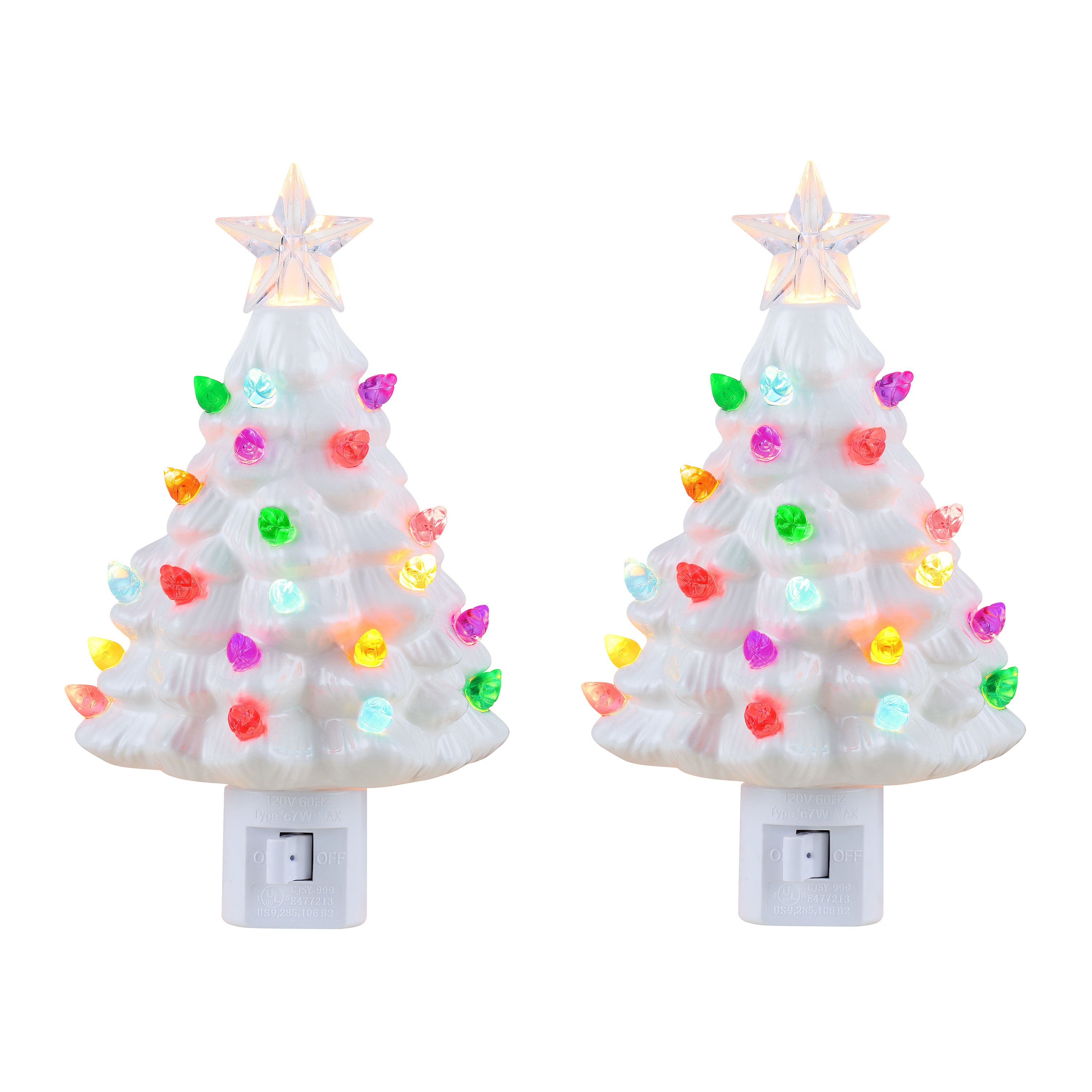 White Nostalgic Tree Nightlights Set of 2