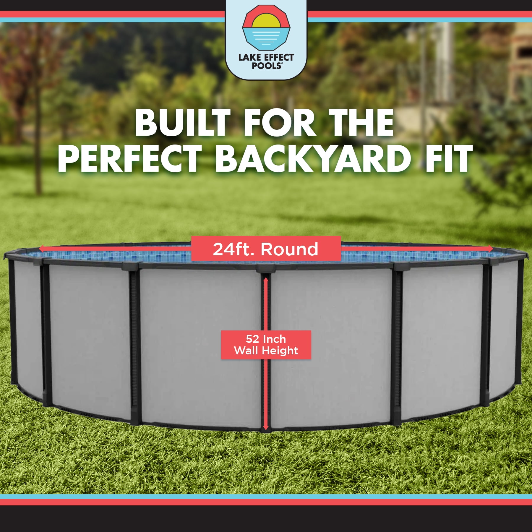 Lake Effect Pools 24' x 52" Fiji Round Resin Protected Steel Walled Above Ground Swimming Pool