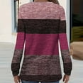 thumbnail image 5 of qolati Womens Long Sleeve Shirts Trendy V Neck Color Block Basic Tshirt Lightweight Fall Casual Striped Tee Tunics Tops Purple M, 5 of 5