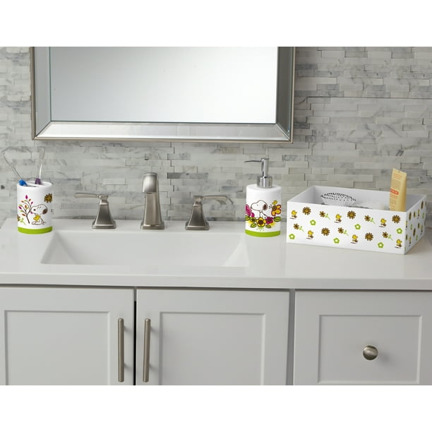 Peanuts Snoopy 3-Piece Bathroom Accessory Set, Toothbrush Holder